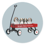 Beagles In Wagon Sticker