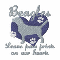 Beagles Leave Paw Prints Blue Women's Embroidered Shirt