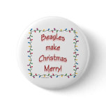 Beagles Make Christmas Merry - Button