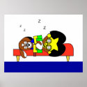 Beagy and Father sleep on the settee posters