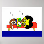 Beagy and Father sleep on the settee Print