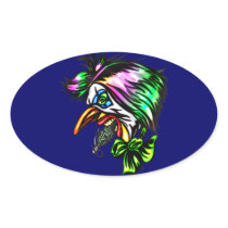 Beak Nose Evil Clown Oval Stickers