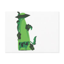 beaming up cow green postcard