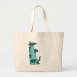 beaming up cow teal canvas bag