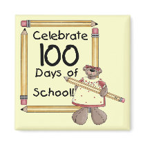 Bear 100th Day of School Tshirts and Gifts Refrigerator Magnets