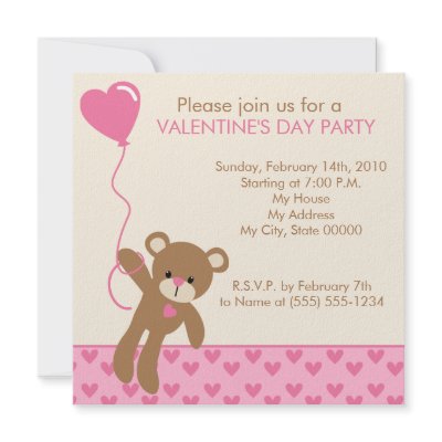 Bear and Balloons Valentine's Day Invitation by heartlocked