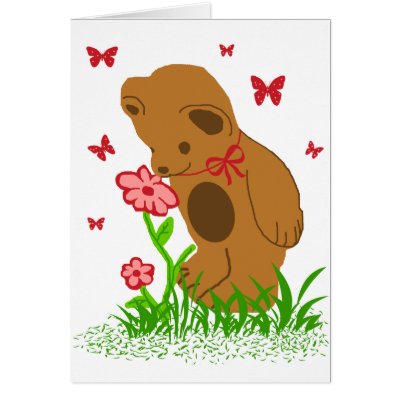 Bear and flowers blank card by marcya7