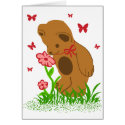 Bear and flowers blank card