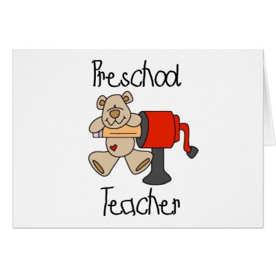 Bear and Sharpener Preschool Teacher Cards by school_teacher