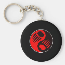 Bear Claw Yin Yang Black Key Chains