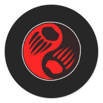 Bear Claw Yin Yang Black Round Stickers