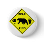 Bear Crossing Sign with Bear and Tracks buttons