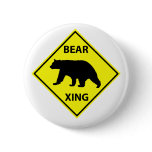 Bear Crossing Sign with Bear Pinback Buttons