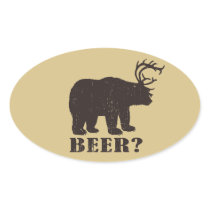 Bear + Deer = Bear? Funny Hunting Decals Oval Sticker