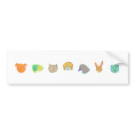 Bear dog cat rabbit fish human bird - 7 faces bumper stickers