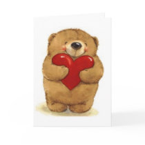 Bear Holding Heart - Valentine Greeting Cards