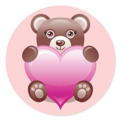 BEAR HOLDING PINK HEART by dgpaulart