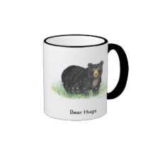 bear hug mug, white with green trim coffee mug