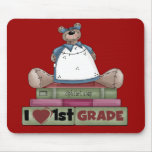 Bear I Love 1st Grade Tshirts and Gifts Mouse Mats