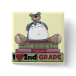 Bear I Love 2nd Grade Tshirts and Gifts Buttons