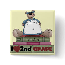 Bear I Love 2nd Grade Tshirts and Gifts Buttons