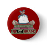 Bear I Love 2nd Grade Tshirts and Gifts Pinback Buttons