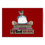 Bear I Love 2nd Grade Tshirts and Gifts Greeting Cards