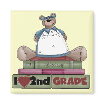 Bear I Love 2nd Grade Tshirts and Gifts Magnets
