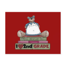 Bear I Love 2nd Grade Tshirts and Gifts Postcard
