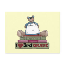 Bear I Love 3rd Grade Tshirts and Gifts Post Cards