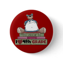 Bear I Love 4th Grade T-shirts and Gifts Pin