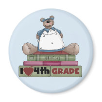 Bear I Love 4th Grade T-shirts and Gifts Magnets