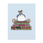 Bear I Love 4th Grade T-shirts and Gifts Postcards