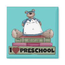 Bear I Love Preschool Tshirts and Gifts Fridge Magnets