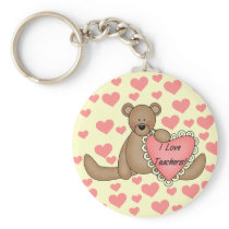 Bear I Love Teachers Tshirts and Gifts Keychain