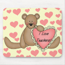 Bear I Love Teachers Tshirts and Gifts Mouse Pads