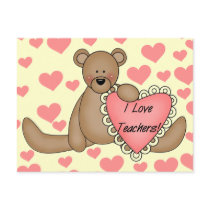 Bear I Love Teachers Tshirts and Gifts Post Card