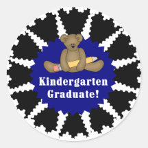 Bear Kindergarten Graduate - Blue Round Stickers