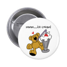 Bear Loves Ice Cream Tshirts and Gifts Pinback Button