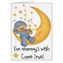 Bear on Moon I'm Mummy's Wish (blue) cards