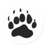 Bear Paw Print Round Sticker