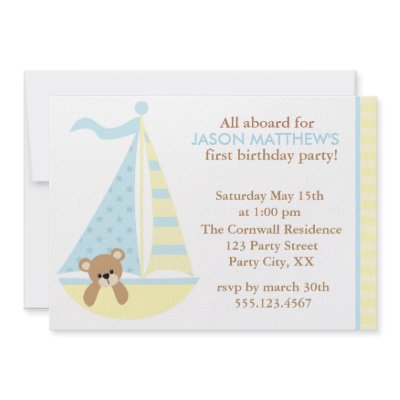 Bear Sailboat Birthday Party Invitations by heartlocked