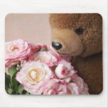 bear smelling roses mousepad