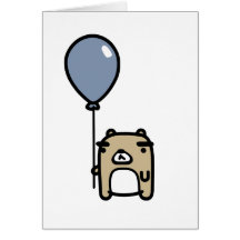 Bear With Blue Balloon Greeting Card