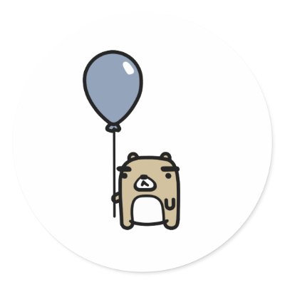 Bear With Blue Balloon Stickers by ChillyOctopus