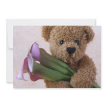 bear with calla lilies invitation square