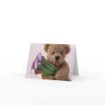 bear with calla lilies note card