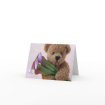 bear with calla lilies note card