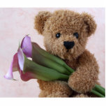 bear with calla lilies small photo sculpture