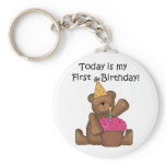 Bear with Cupcake 1st Birthday Tshirts and Gifts Keychain